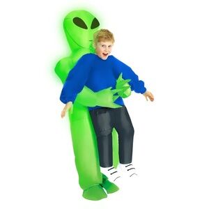 Vibrant Green Inflatable Alien Costume for Kids